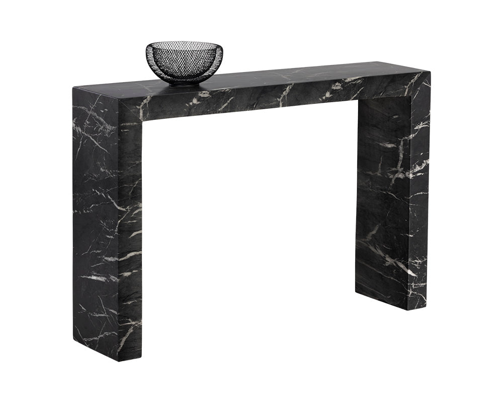 Axle Console Table - Marble Look - Black