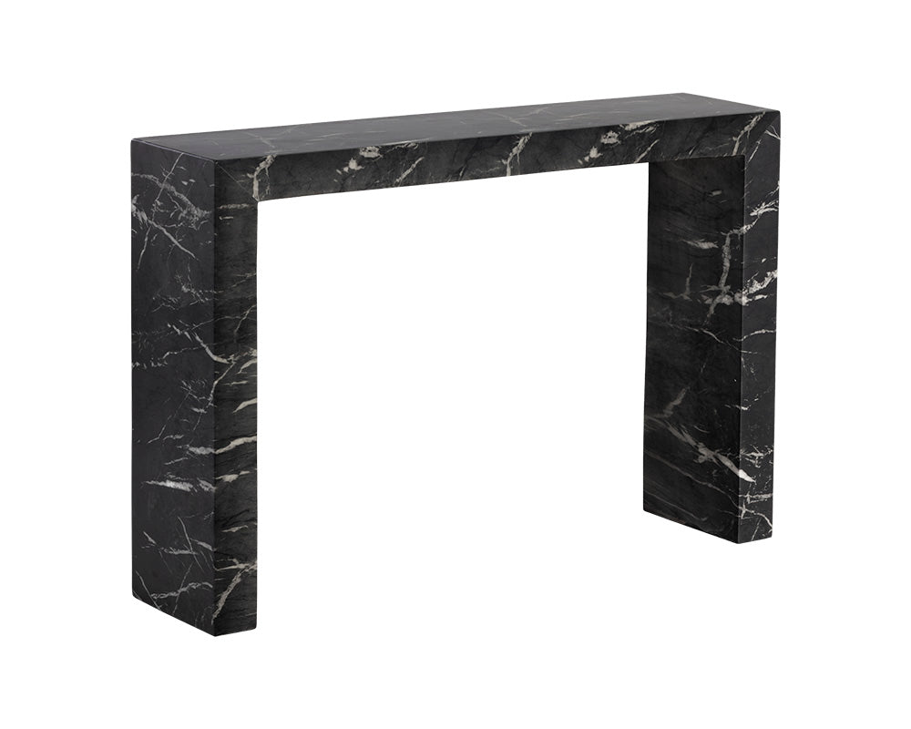 Axle Console Table - Marble Look - Black