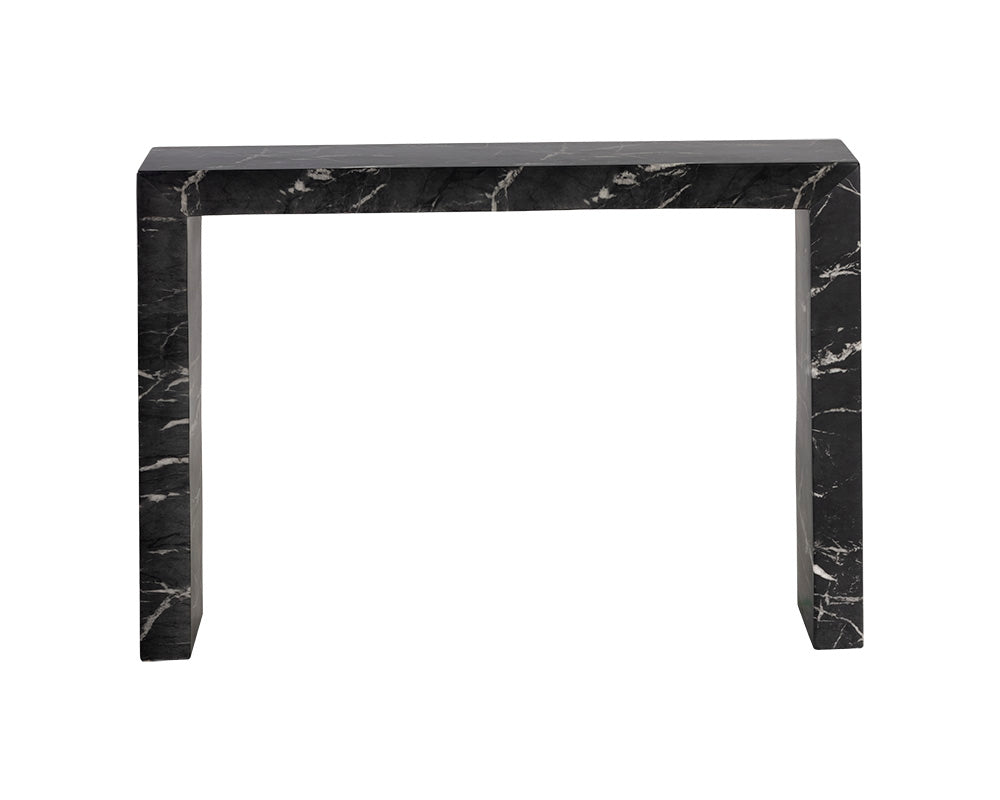 Axle Console Table - Marble Look - Black