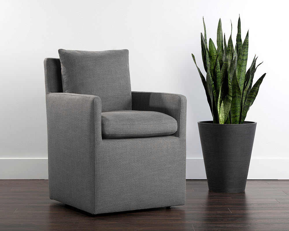 Glenrose Wheeled Dining Armchair - Effie Smoke