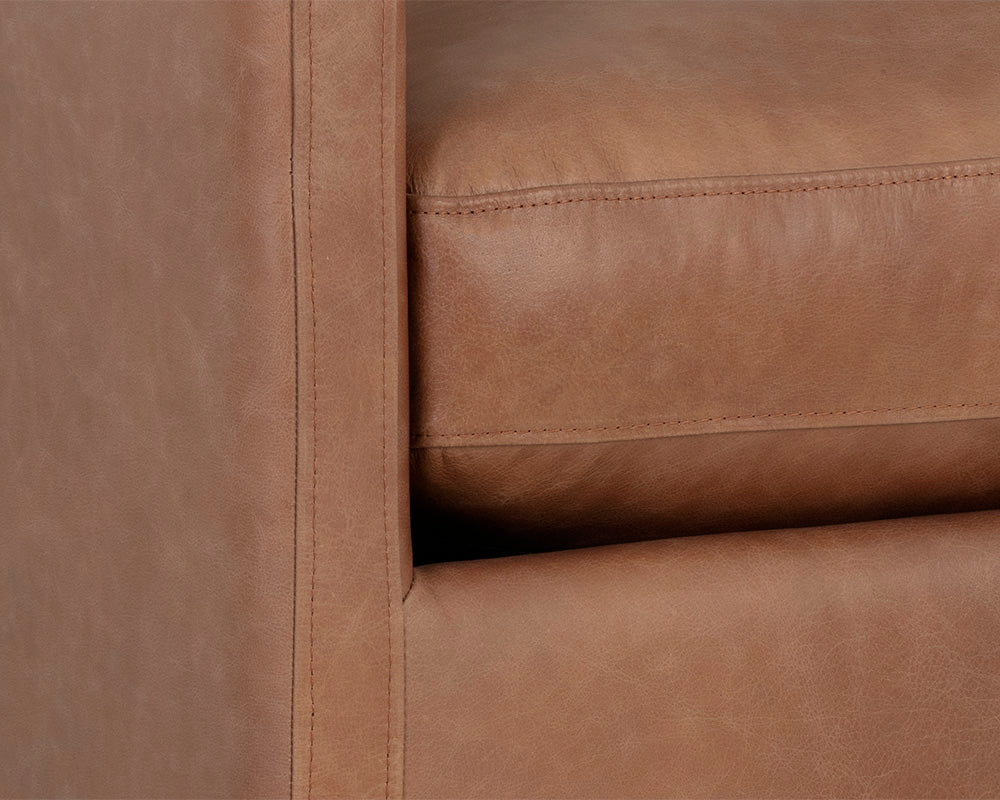 Portman Swivel Lounge Chair - Marseille Camel Leather