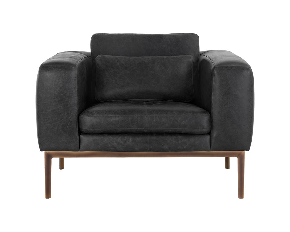 Burr Armchair - Serbia Black Leather