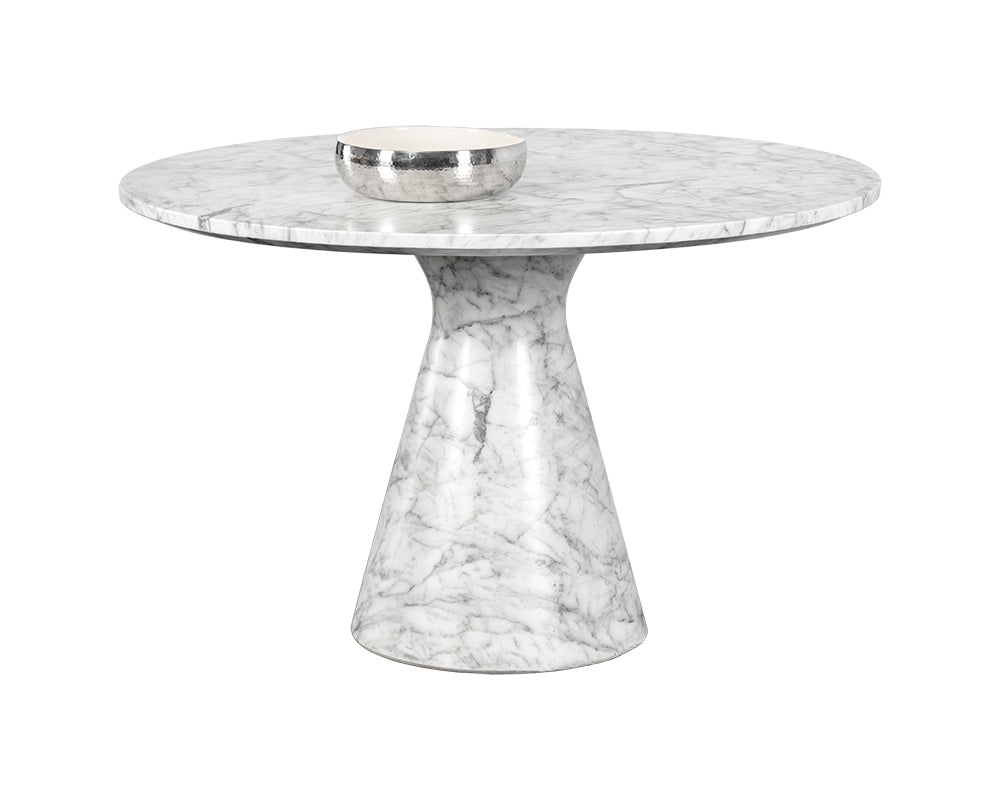 Shelburne Dining Table - Marble Look - White - 47"