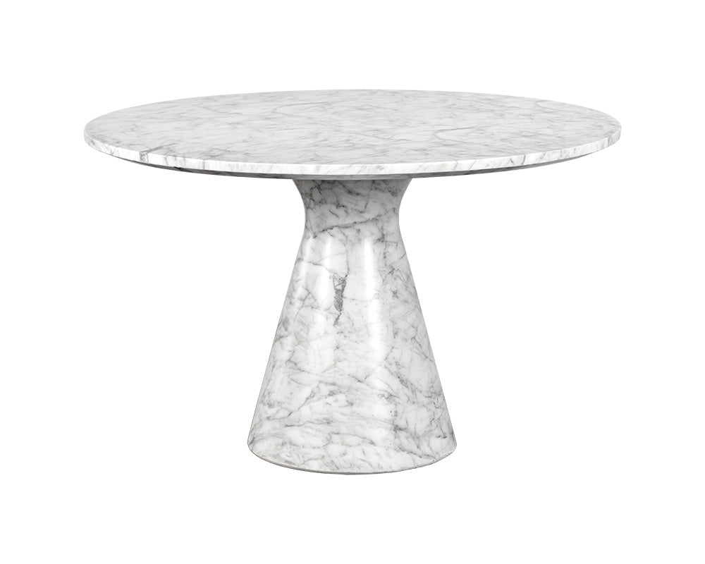 Shelburne Dining Table - Marble Look - White - 47"