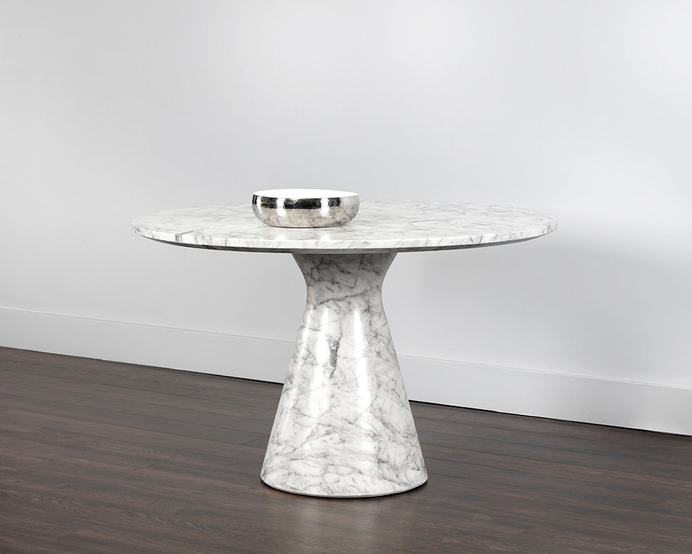 Shelburne Dining Table - Marble Look - White - 47"