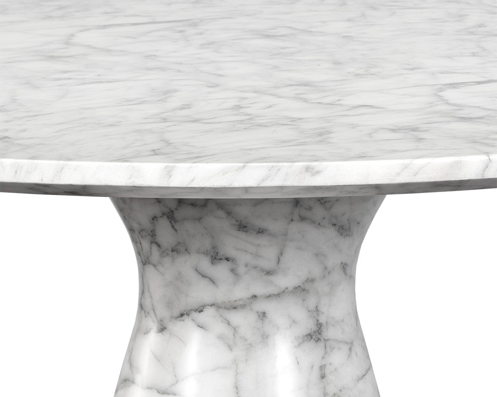 Shelburne Dining Table - Marble Look - White - 47"