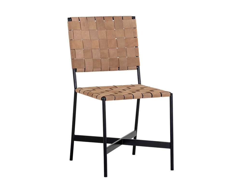 Omari Dining Chair - Black - Light Tan Leather