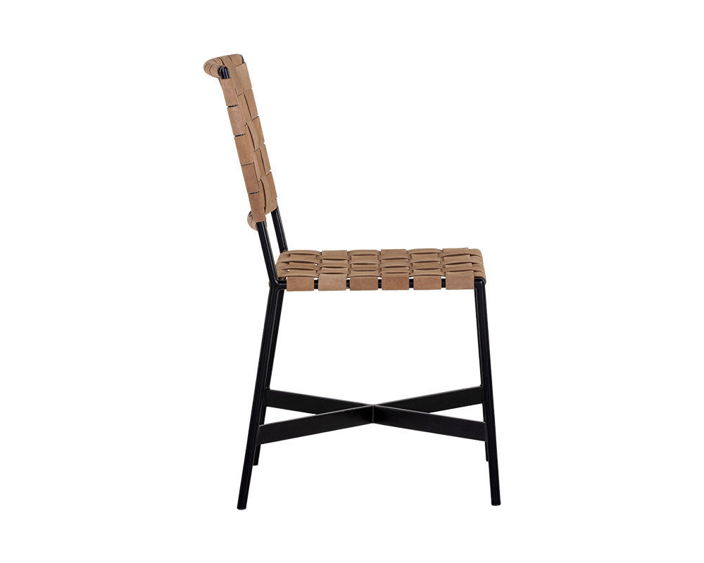 Omari Dining Chair - Black - Light Tan Leather