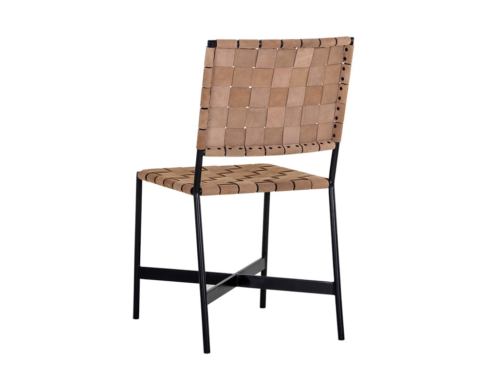 Omari Dining Chair - Black - Light Tan Leather
