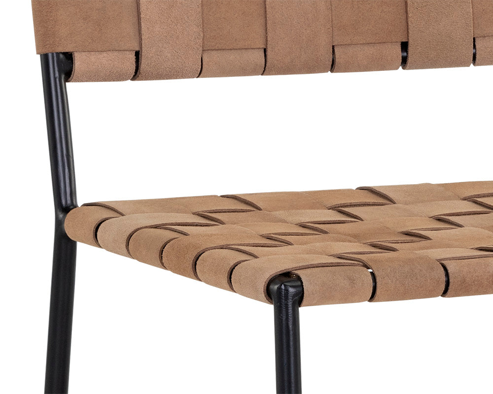 Omari Dining Chair - Black - Light Tan Leather