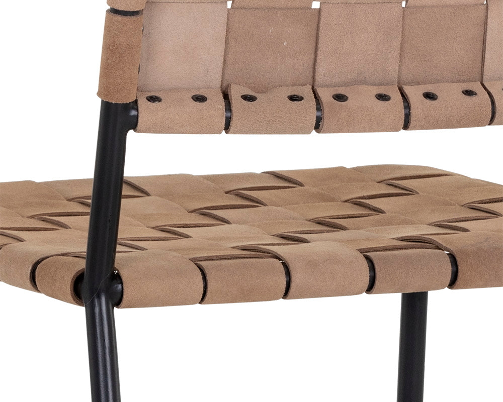 Omari Dining Chair - Black - Light Tan Leather