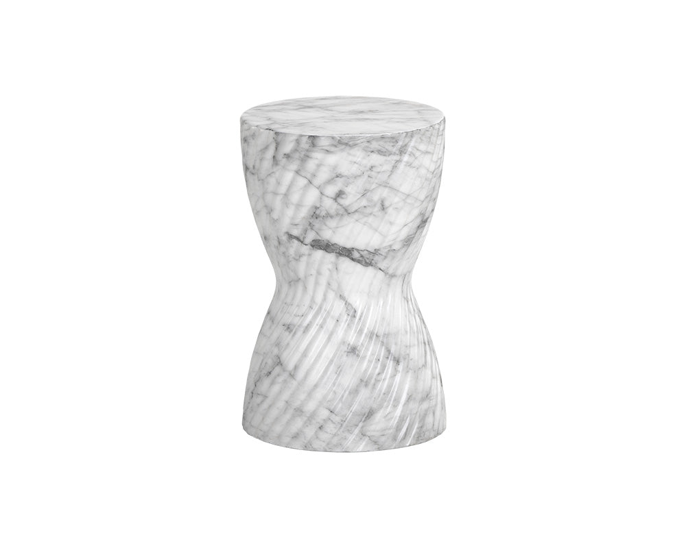 Cara End Table - Marble Look - White