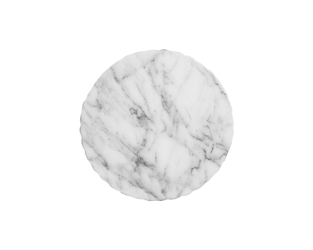 Cara End Table - Marble Look - White