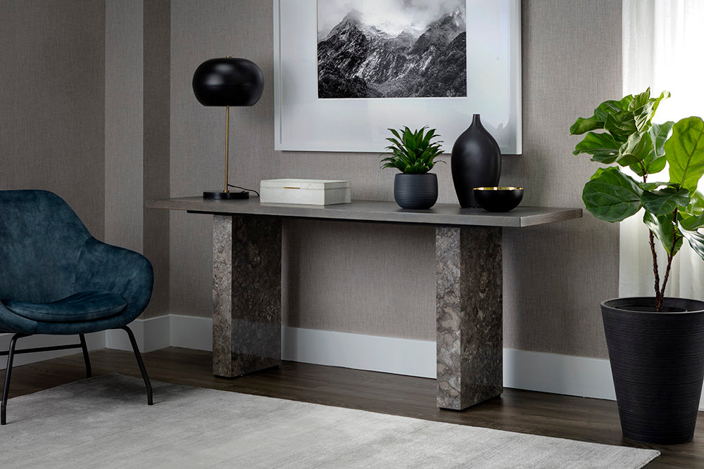 Rebel Console Table - Grey Marble / Charcoal Grey