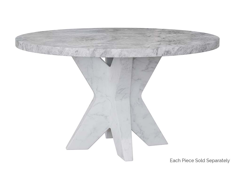 Cypher Dining Table Base - Marble Look - White