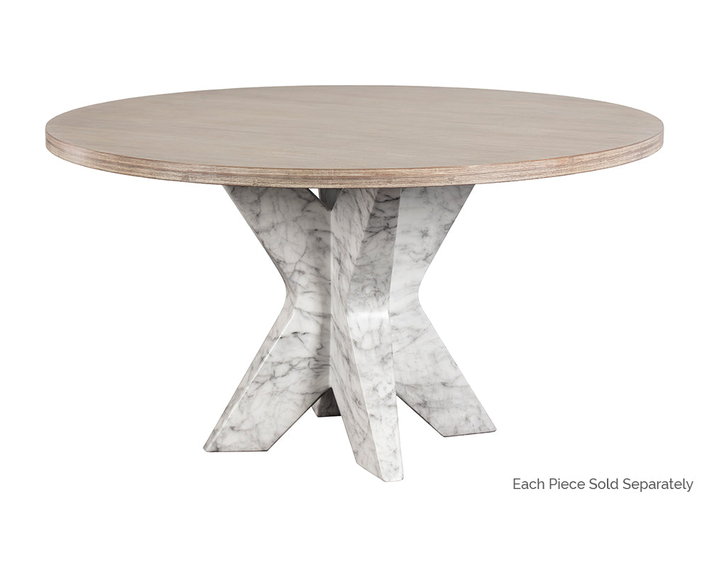Cypher Dining Table Base - Marble Look - White