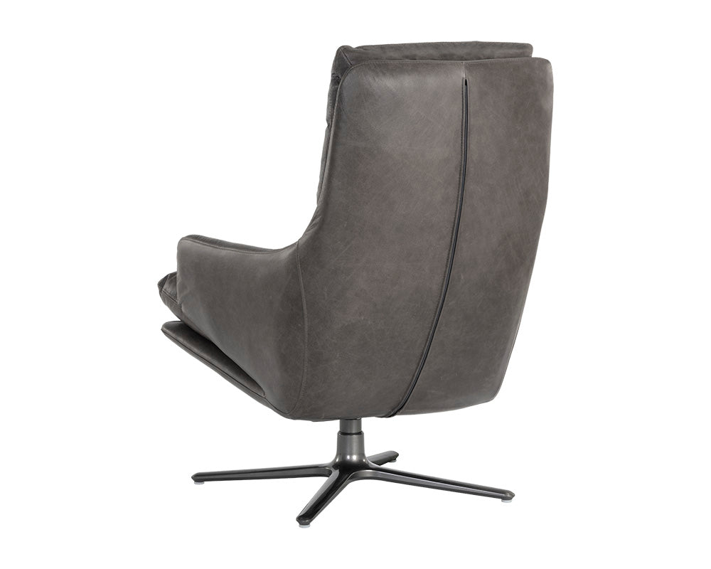 Cardona Swivel Lounge Chair - Gunmetal - Marseille Concrete Leather