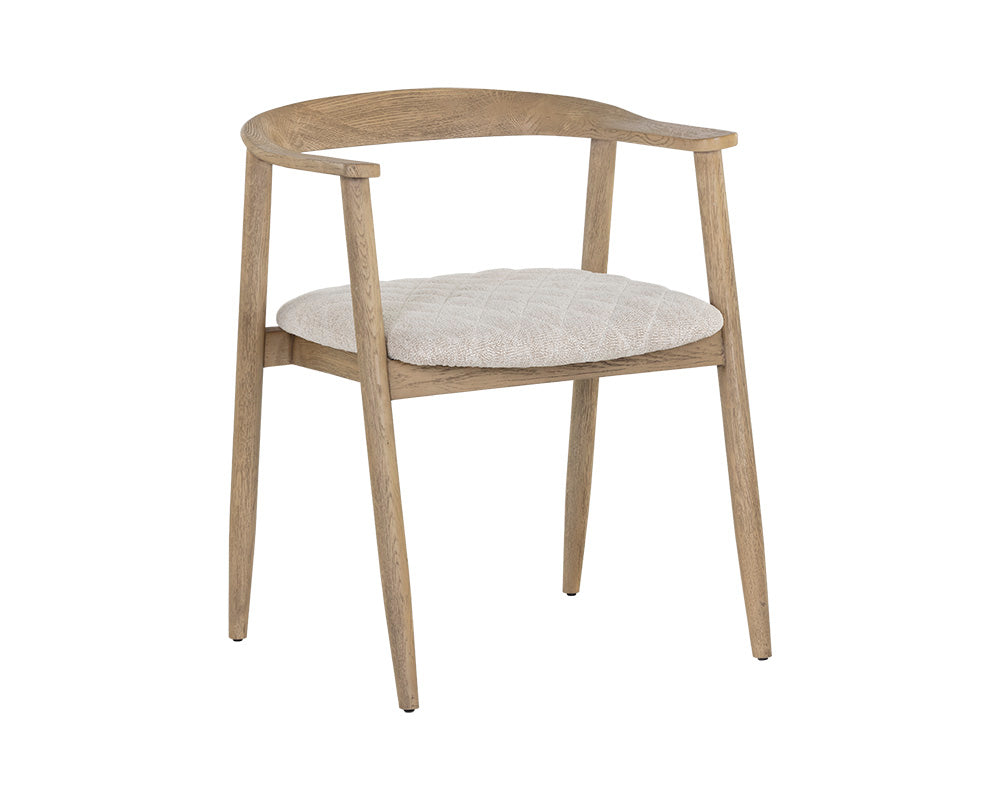 Jeremy Dining Armchair - Weathered Oak - Dove Cream