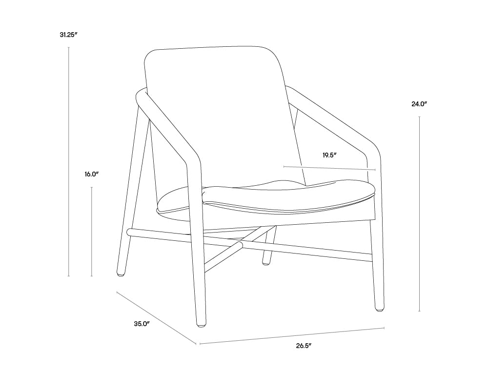Cinelli Lounge Chair - Dark Brown - Brentwood Charcoal Leather