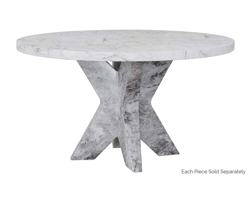 Cypher Dining Table Base - Marble Look - Grey