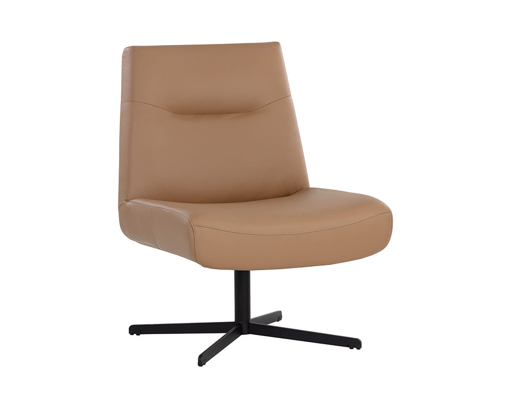 Karson Swivel Lounge Chair - Linea Wood Leather
