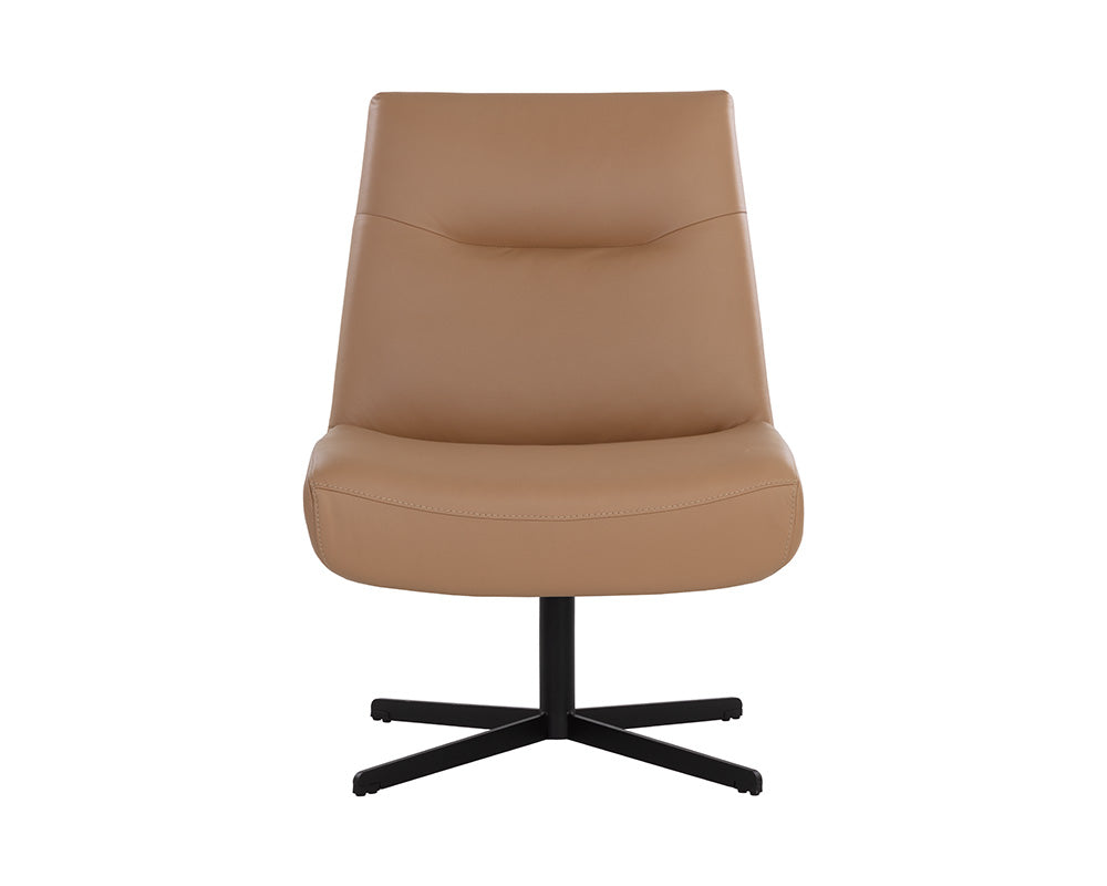 Karson Swivel Lounge Chair - Linea Wood Leather
