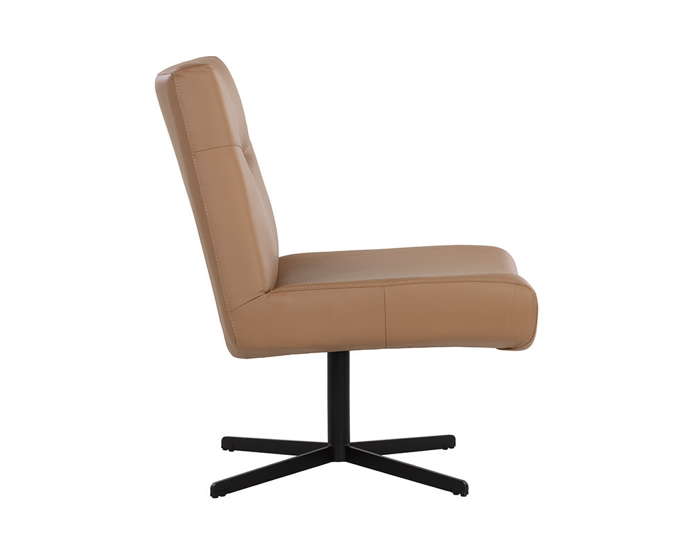 Karson Swivel Lounge Chair - Linea Wood Leather