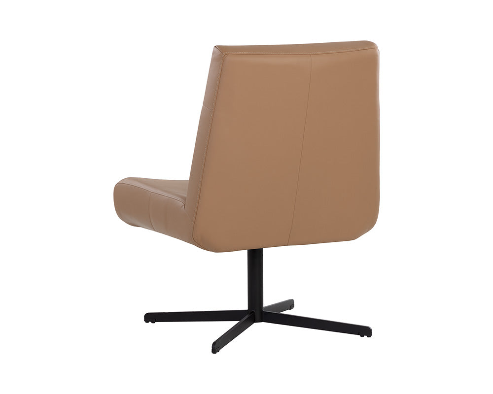 Karson Swivel Lounge Chair - Linea Wood Leather