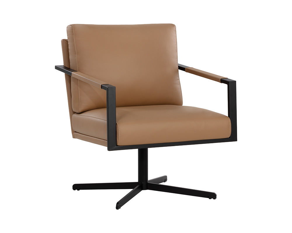 Randy Swivel Lounge Chair - Linea Wood Leather