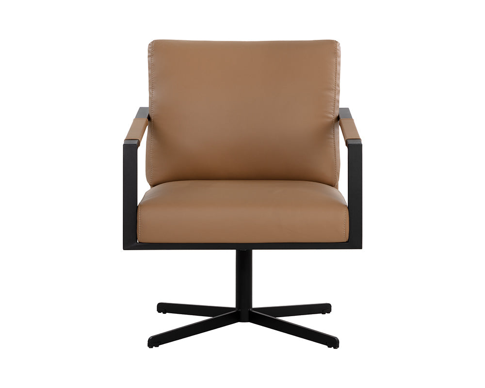 Randy Swivel Lounge Chair - Linea Wood Leather