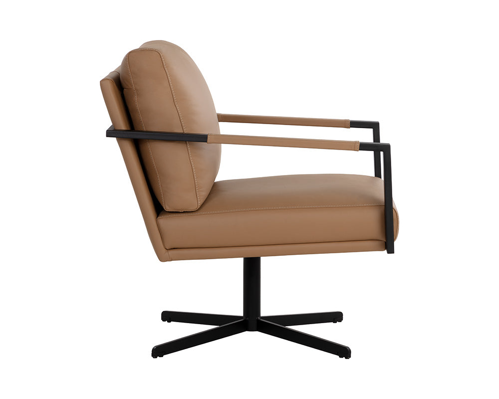 Randy Swivel Lounge Chair - Linea Wood Leather