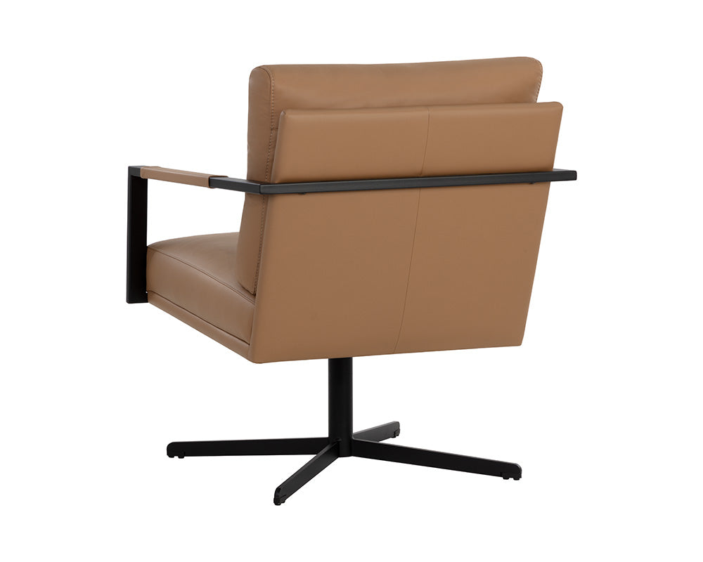 Randy Swivel Lounge Chair - Linea Wood Leather