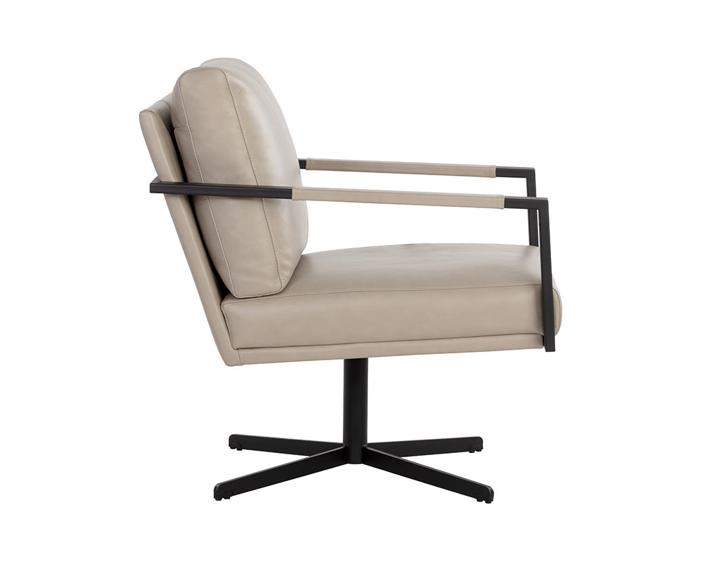 Randy Swivel Lounge Chair - Alpine Beige Leather