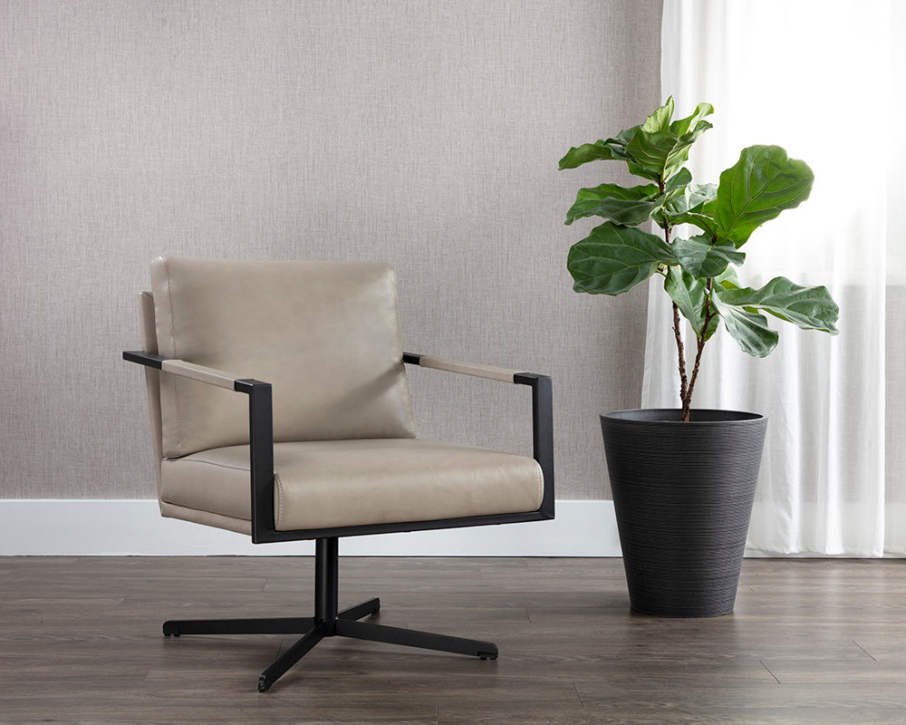 Randy Swivel Lounge Chair - Alpine Beige Leather