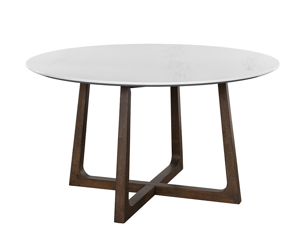 Flores Dining Table - Ebony Brown - White Marble - 53"