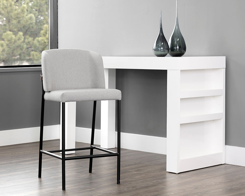 Pearce Counter Stool - Light Grey / Bravo Cognac
