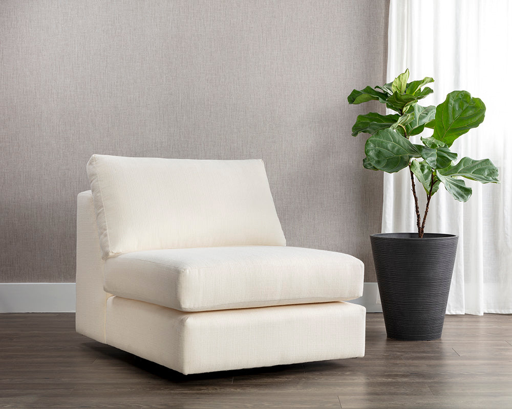Cascade Swivel Armless Chair - Liv Pearl