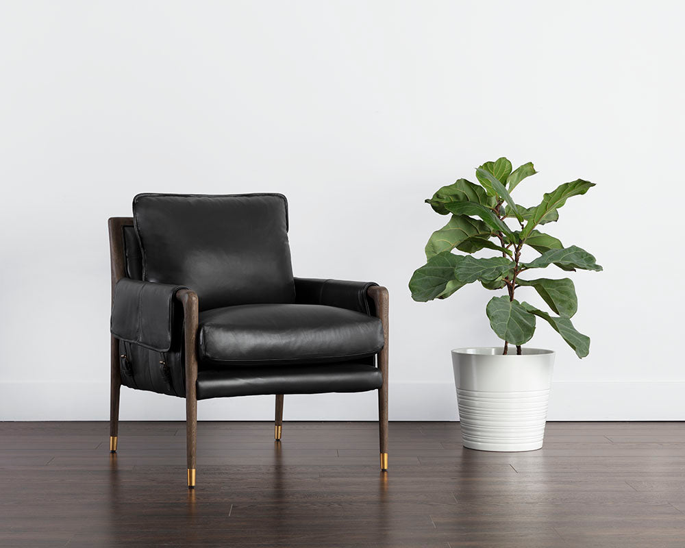 Mauti Lounge Chair - Dark Brown - Cortina Black Leather