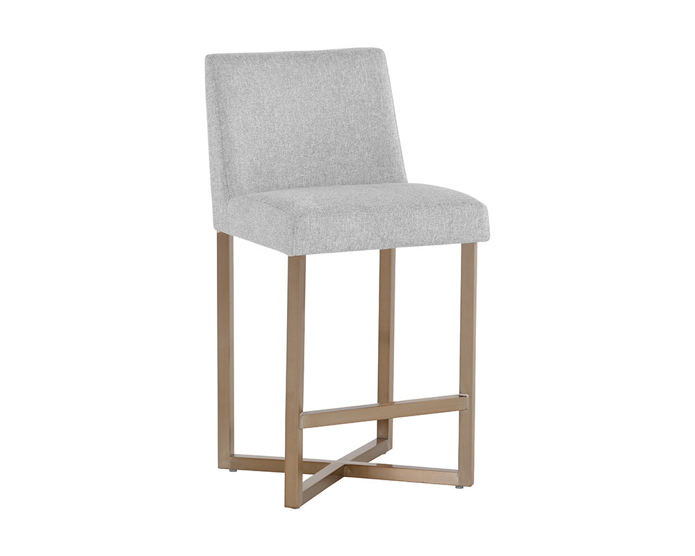 Howard Counter Stool - Antique Brass - Belfast Heather Grey