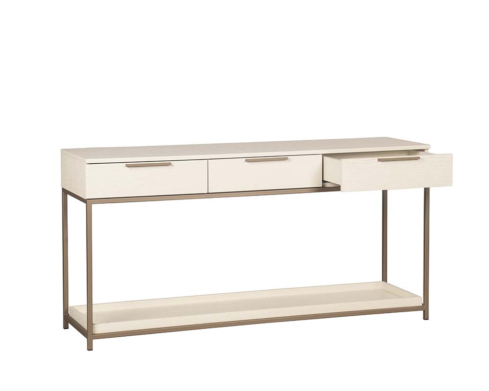 Rebel Console Table With Drawers - Champagne Gold - Cream