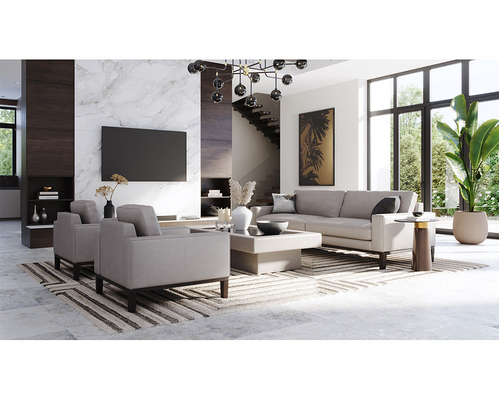 Davilo Armchair - Light Grey Leather