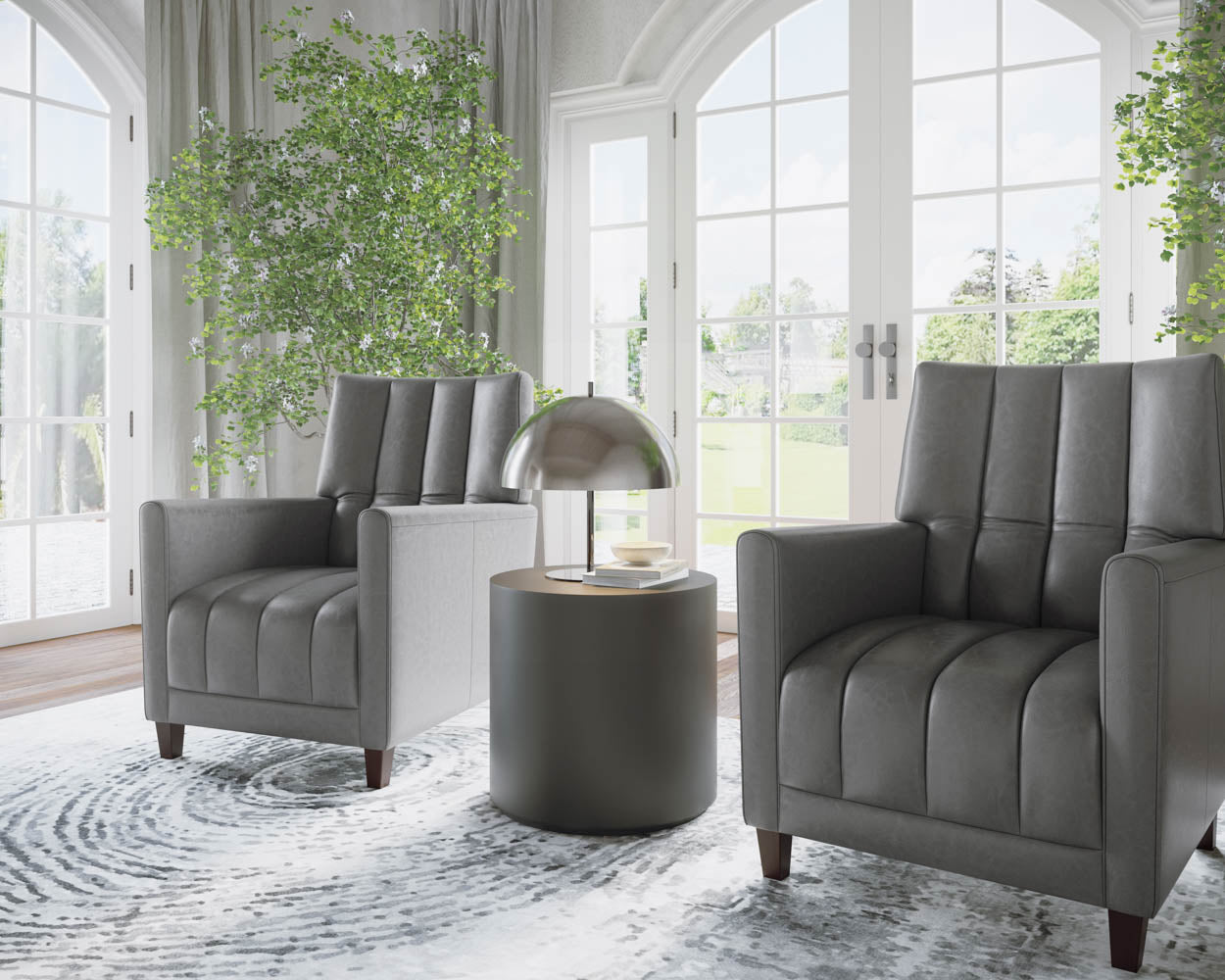 Romalda Lounge Chair - Vintage Charcoal Leather