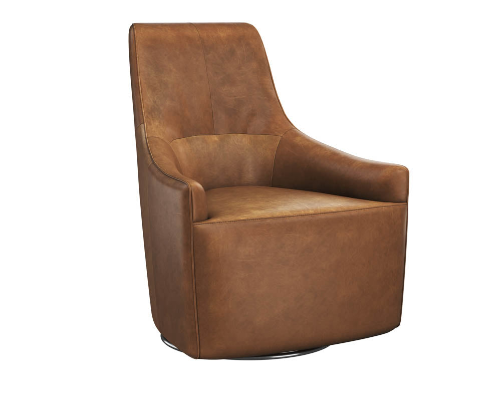 Carmine Swivel Lounge Chair - Cognac Leather
