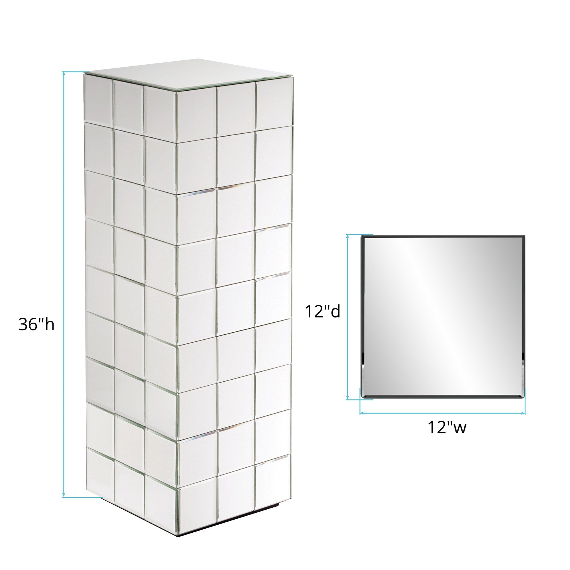 Tall Mirrored Puzzle Cube Pedestal