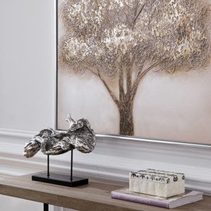 Silver Plated Log Replica on Metal Stand