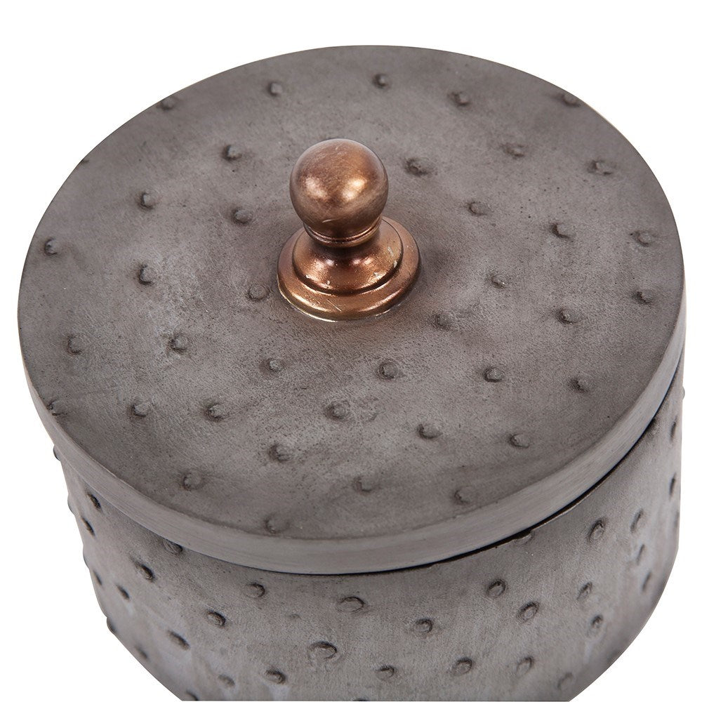 Round Faux Ostrich Skin Decorative Box, Small