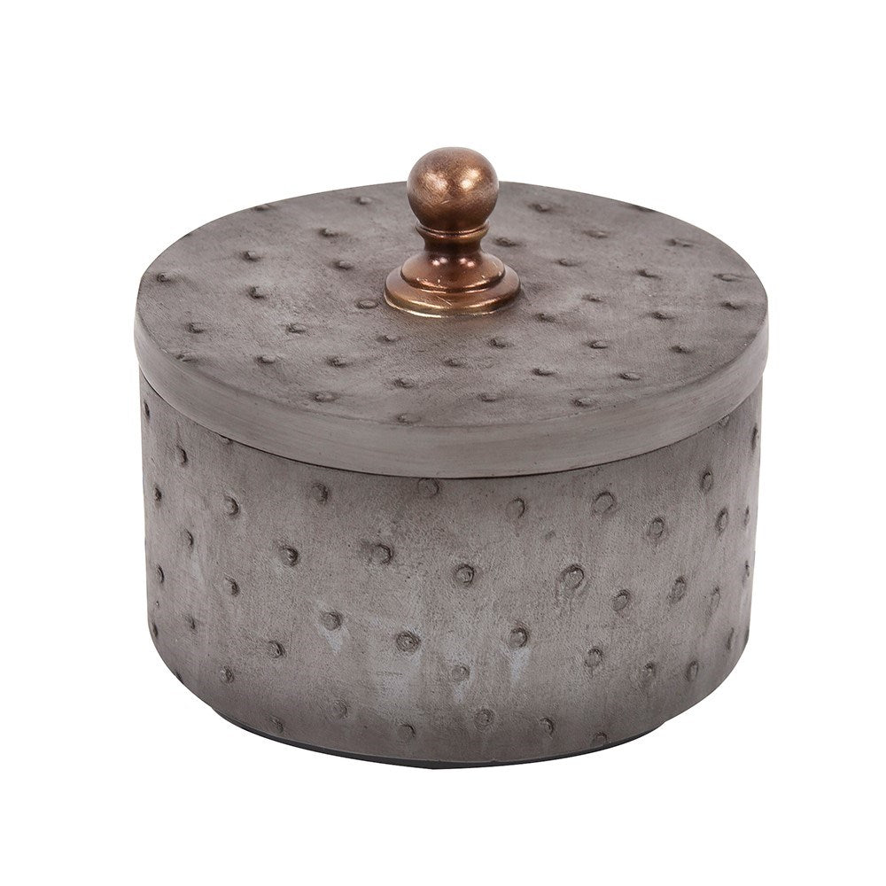 Round Faux Ostrich Skin Decorative Box, Small