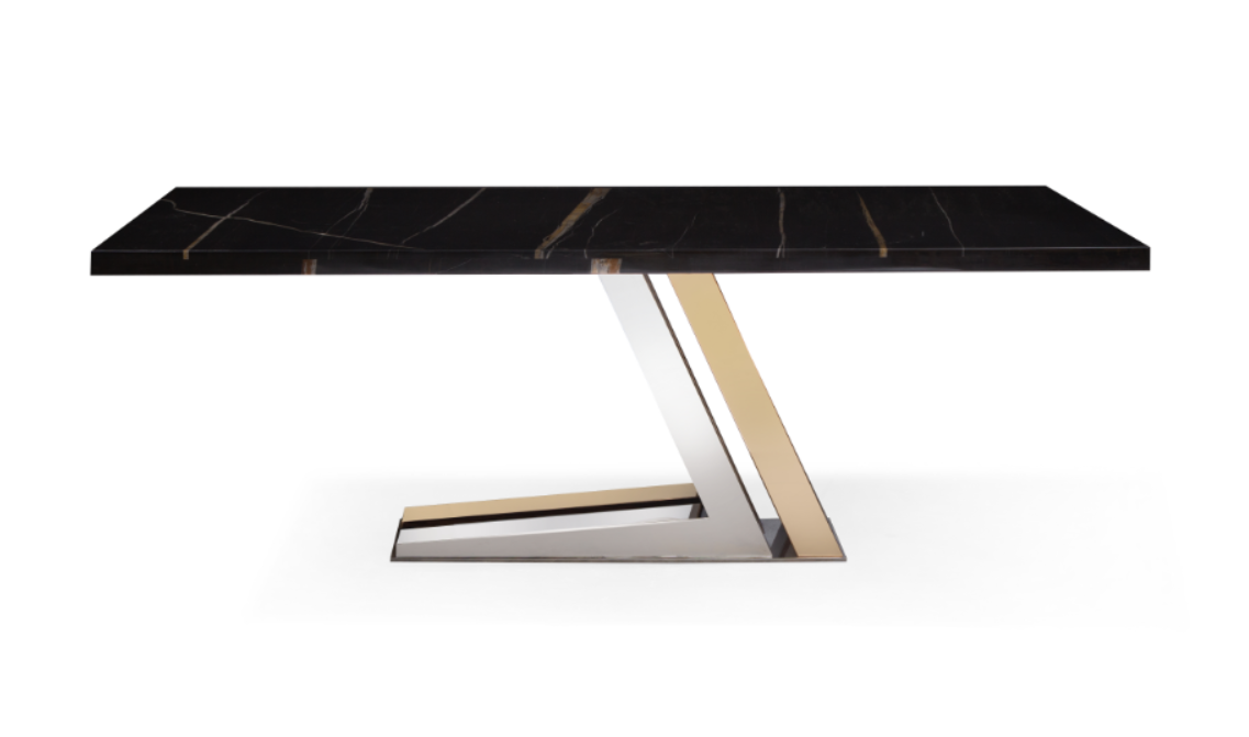 Levante Two-Tone Black Marble Dining Table