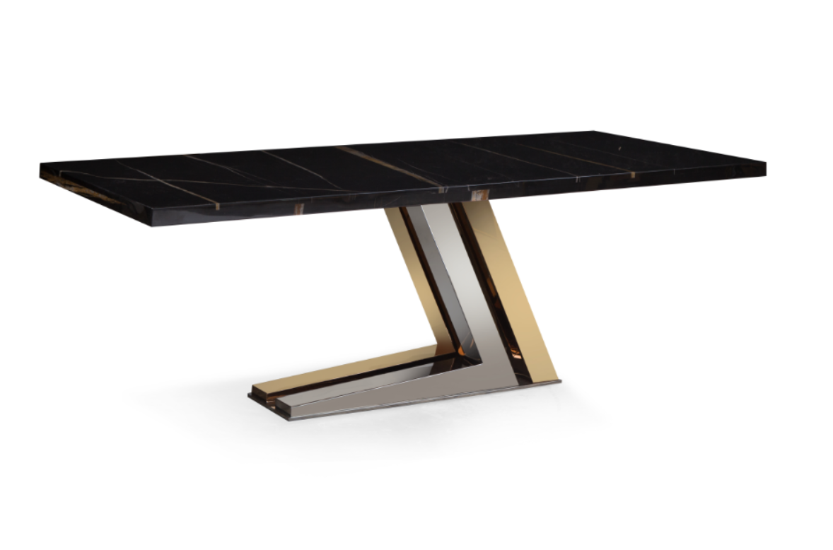 Levante Two-Tone Black Marble Dining Table