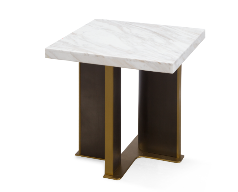 Jazz Brushed Black-Gold Marble End Table